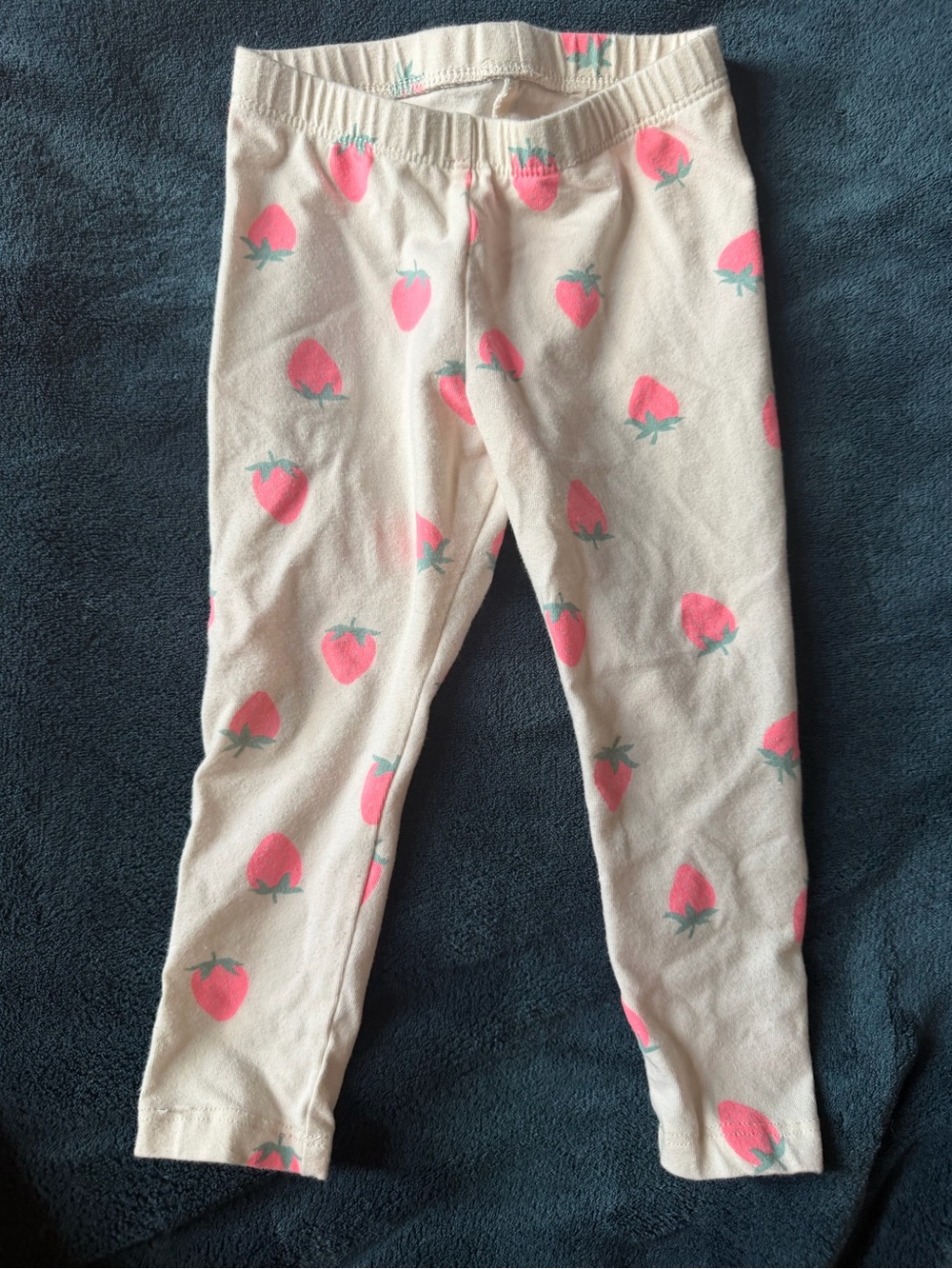 Cat & Jack Cream Leggings with Pink Strawberry Detail